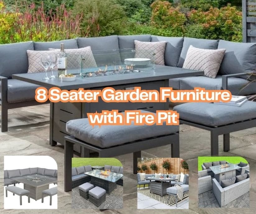8 seater garden furniture with fire pit