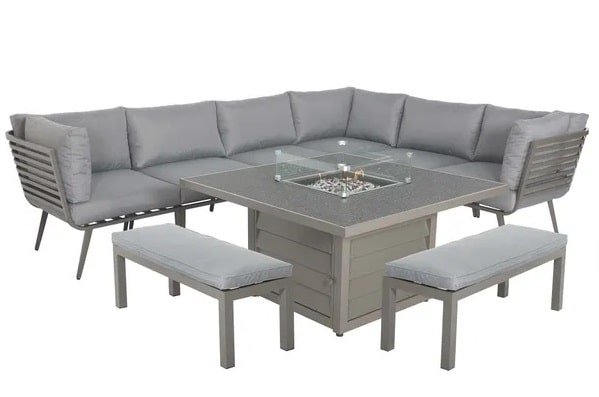 Mayfair 8 Seater 6 Piece Lounge Set with Square Firepit