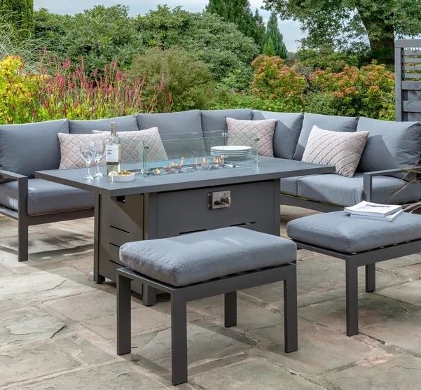 Titchwell Grey Corner Set with Firepit Table