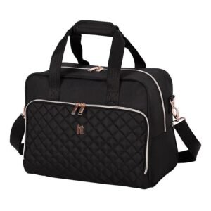 IT Luggage Black & Rose Gold Divinity Quilted Holdall